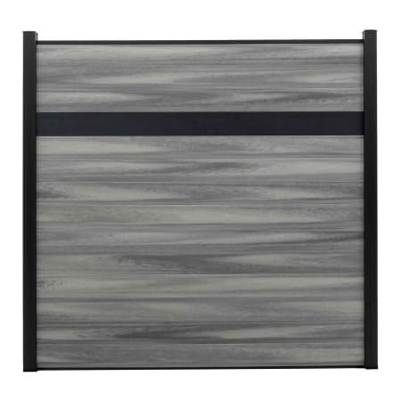 Jewett Cameron Companies Estate 6'W x 6'H Oxford Grey Aluminum/Composite Horizontal Fence Starter Section- IN GROUND EF EG2206